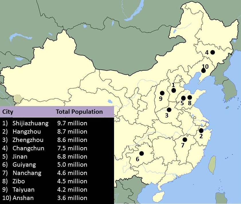 What are the 3 most popular cities in China?
