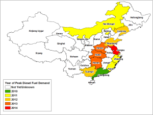 China Peak Diesel Map